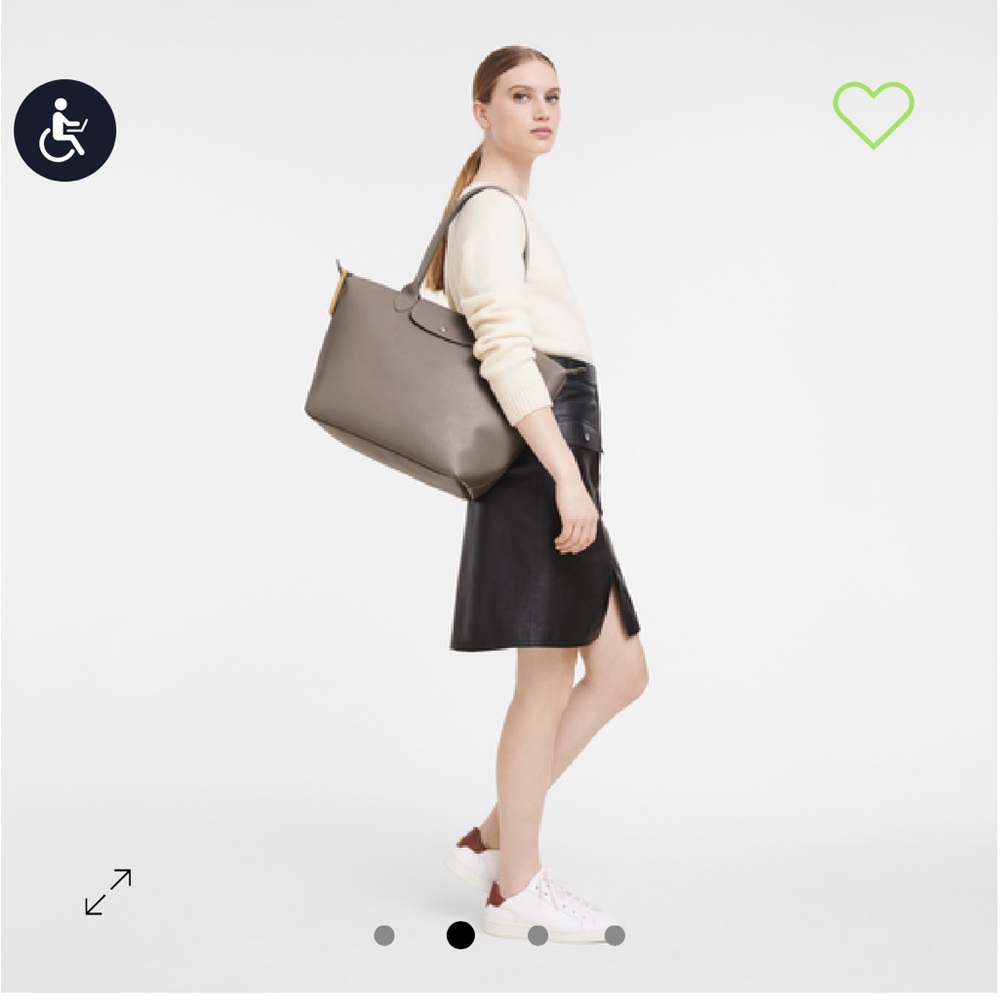 Le Pliage City Tote Large, cowhide leather (taupe)